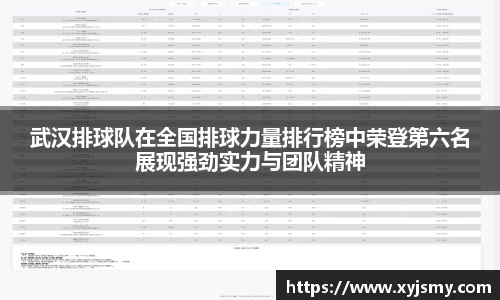 武汉排球队在全国排球力量排行榜中荣登第六名展现强劲实力与团队精神